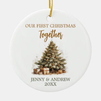 Gemütliche Pastellfarben Unsere ersten Weihnachten Keramik Ornament