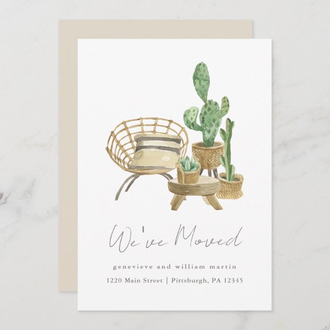 Gemütliche Pflanze Neue Zuhause-Moving Ankündigung (Vorne/Hinten)