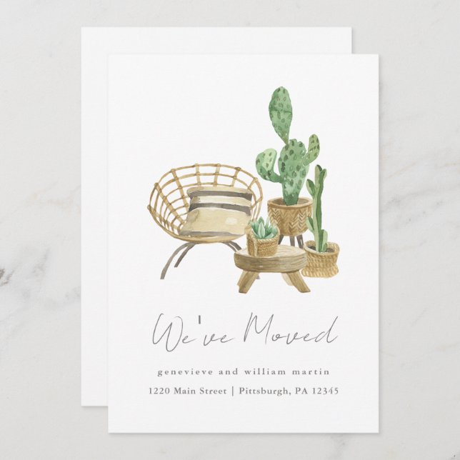 Gemütliche Pflanze Neue Zuhause-Moving Ankündigung (Vorne/Hinten)