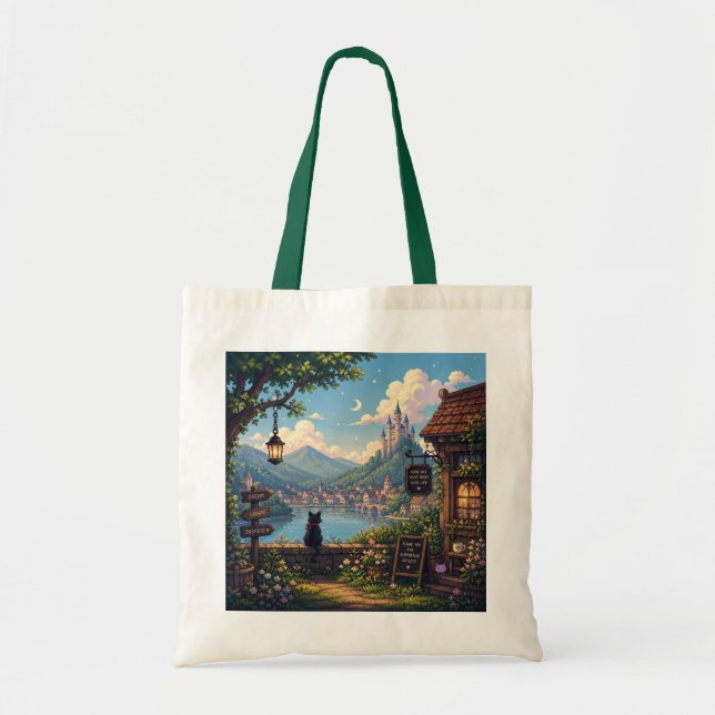 Gemütliche Pixel-Fantasy-Ufertasche Tragetasche (Vorne)
