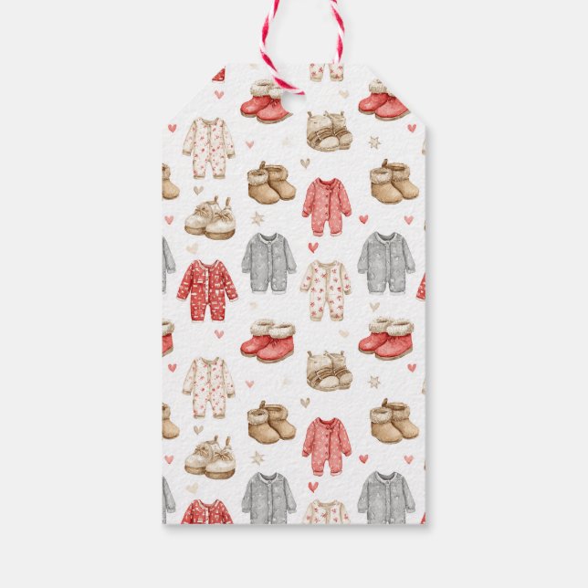 Gemütliche Pyjamas Boho-Babyparty-Muster Geschenkanhänger (Rückseite)