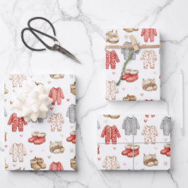 Gemütliche Pyjamas Boho-Babyparty-Muster Geschenkpapier Set