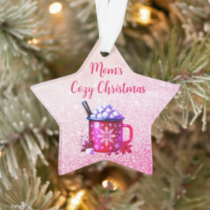 Gemütliche rosa heiße Schokolade Weihnachten Ornament