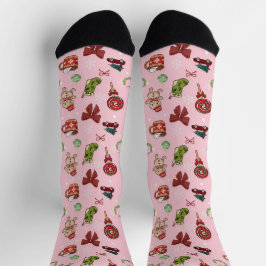 Gemütliche rosa Weihnachts-Gingerbread-Socken Socken