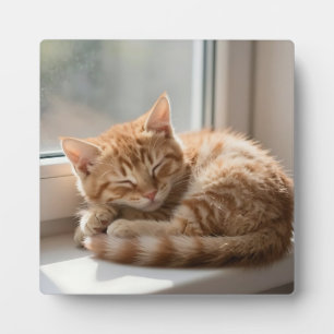 Gemütliche rote Katze sonnt sich im Nickerchen Fotoplatte