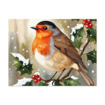 Gemütliche Rotkehlchen-Weihnachts-Wasserfarben-Ill