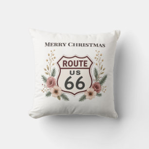 Gemütliche Route 66 Weihnachts-Blumen-Dekoration  Kissen