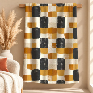 Gemütliche Rust-Kupfer-Schwarze-Abstract-Formen-De Fleecedecke