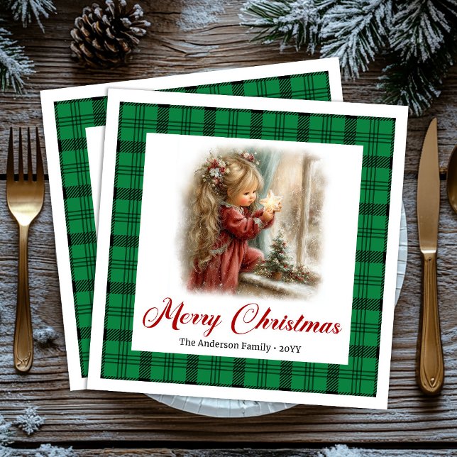Gemütliche Rustikale Abendessenszene Weihnachtssze Serviette (Cozy Rustic Dinner Moment Christmas Scene Napkins)