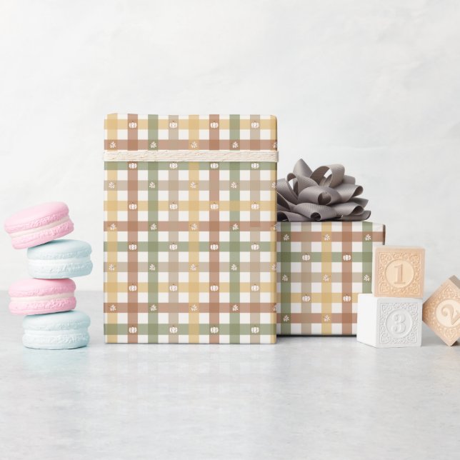 Gemütliche rustikale Gingham-Muster-Wrap-Rolle Geschenkpapier (Babyparty)
