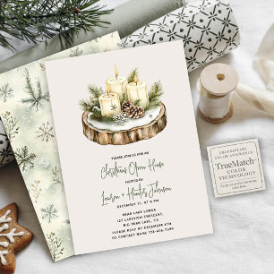 Gemütliche Rustikale Kerzen Weihnachts-Open-House- Einladung