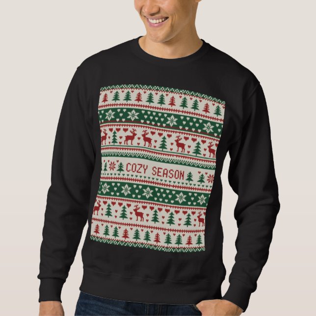 Gemütliche Saison (1) Weihnachtspullover-Muster Sweatshirt (Vorderseite)