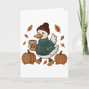 Gemütliche Saison Ente Niedlich Herbst Ente Kürbis Karte