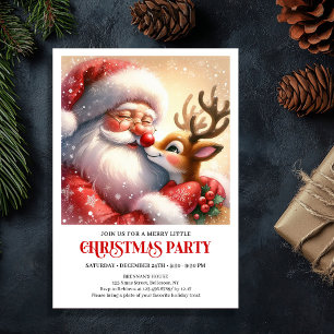 Gemütliche Santa-und-Rudolph-Weihnachtsmagie-Party Einladung