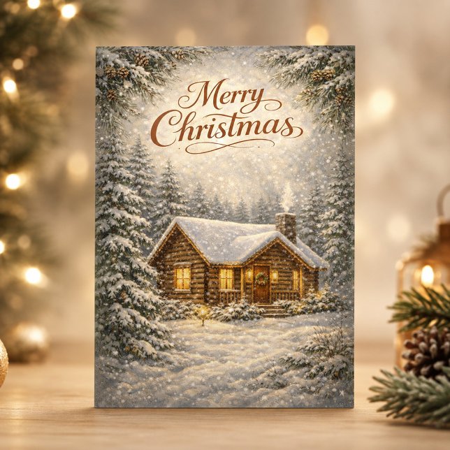 Gemütliche schneebedeckte Hütte Frohe Weihnachten  (Von Creator hochgeladen)