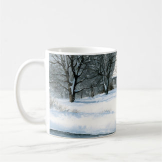 Gemütliche Schneehütte Winter Wasserfarbe Kaffeetasse