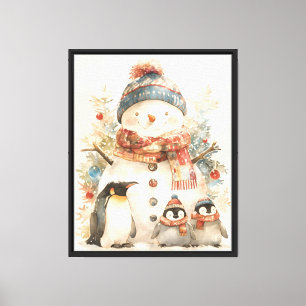 Gemütliche Schneemann Pinguine Kinderzimmer Wand A Leinwanddruck