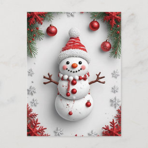 ❄️ Gemütliche Schneemann-Weihnachtsszene 🎄 Kiefer Postkarte