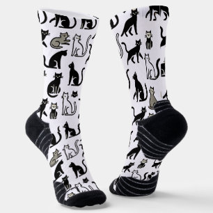 Gemütliche schwarze Katzenmuster-Socken Socken