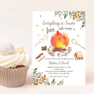 Gemütliche S'mores-Herbst-Baby-Party Einladung