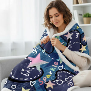 Gemütliche Sparkle Galaxy Soft Navy Blau Sherpadecke