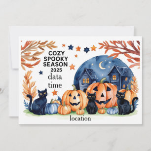 Gemütliche Spooky Season 2025 Wasserfarbe Einladun Einladung