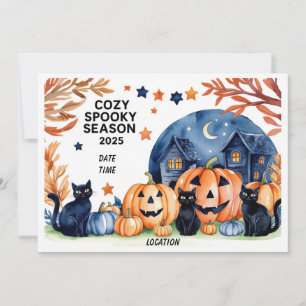 Gemütliche Spooky Season 2025 Wasserfarbe Einladun Einladung