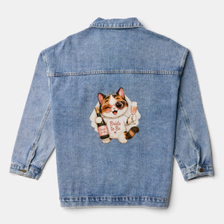 Gemütliche süße dreifarbige Katzenbraut in spe Jeansjacke
