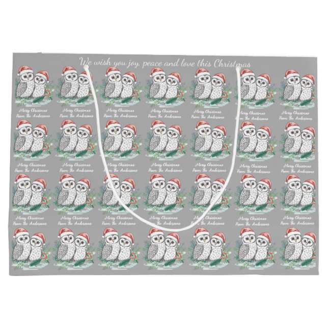 Gemütliche Süße Eule Weihnachtsgeschenktasche Große Geschenktüte (Rückseite)