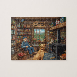 Gemütliche Szene eines ländlichen Gemischtwarenlad Puzzle