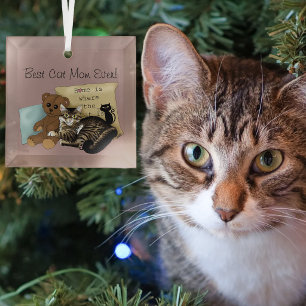 Gemütliche Tabby-Rosa Muttertag Ornament Aus Glas