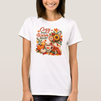 Gemütliche Tage Warmes Herz Herbstblumen T-Shirt
