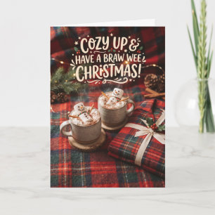 Gemütliche Tartan-Heißschokolade-Weihnachtskarte Karte
