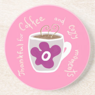 Gemütliche Tasse mit großer Blume und Zitat Getränkeuntersetzer