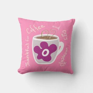 Gemütliche Tasse mit großer Blume und Zitat Kissen