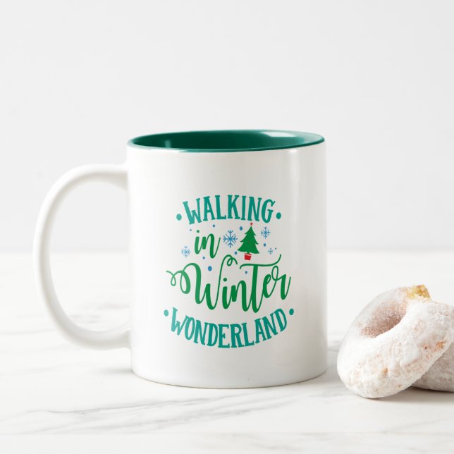 Gemütliche Tasse, schlichtes Winterdesign Zweifarbige Tasse (Mit Donut)