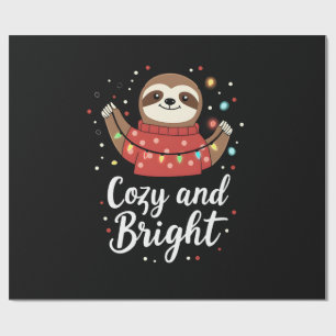 Gemütliche und helle Faultier-Weihnachtsbeleuchtun Geschenkpapier