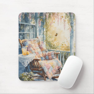 Gemütliche Veranda mit Quilt und Zitronenlimonade Mousepad