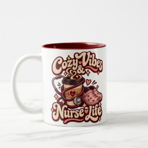 Gemütliche Vibes und Krankenpfleger-Leben Retro-Ka Zweifarbige Tasse