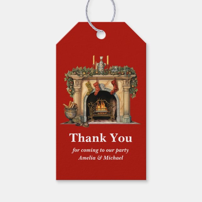 Gemütliche Viktorianische Feuerstelle Weihnachten  Geschenkanhänger (Vorderseite)