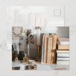 Gemütliche Vintage-Schreibtischaesthetic Postkarte