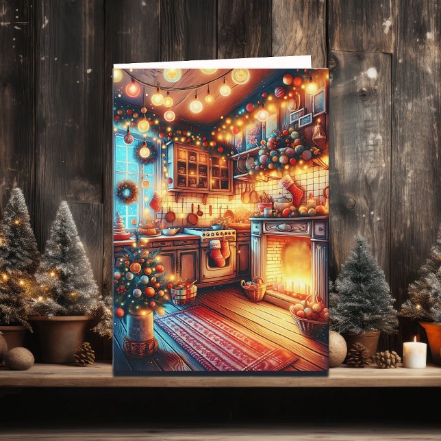 Gemütliche Vintage-Weihnachtsküche  Karte (Von Creator hochgeladen)
