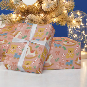 Gemütliche Vintage-Weihnachtsspielzeuge Verpackung Geschenkpapier
