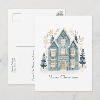 Gemütliche Volkskunst-Ferienhäuser-Weihnachtspostk Postkarte