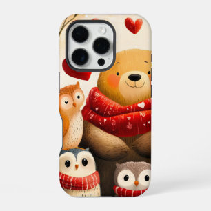 Gemütliche Wald-Bär-Eule-Familie Winterliebe iPhone 16 Pro Hülle