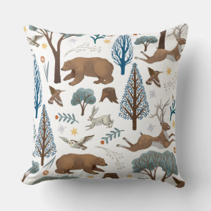 Gemütliche Wald-Wildlife-Illustration Kissen