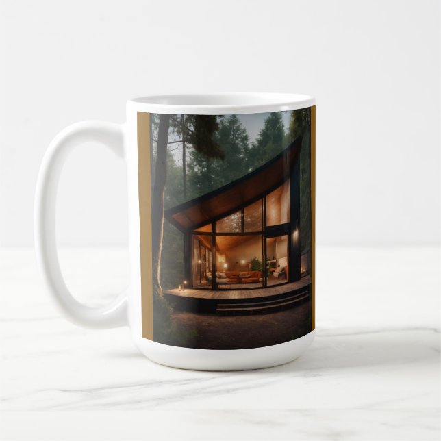 Gemütliche Waldhütte Kaffeetasse – Modernes Glasha (Links)