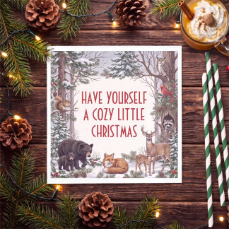 Gemütliche Waldtiere Weihnachten Serviette