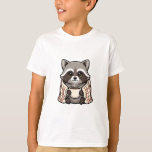 Gemütliche Waschbär-Kaffeedecke Kinder T-Shirt