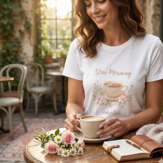 Gemütliche Wasserfarbe Kaffee- & Blumenillustratio Tri-Blend Shirt